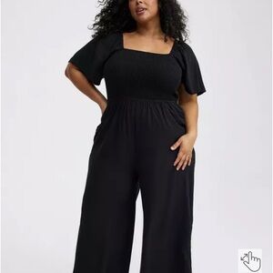 Flutter Sleeve Smocked Jumpsuit